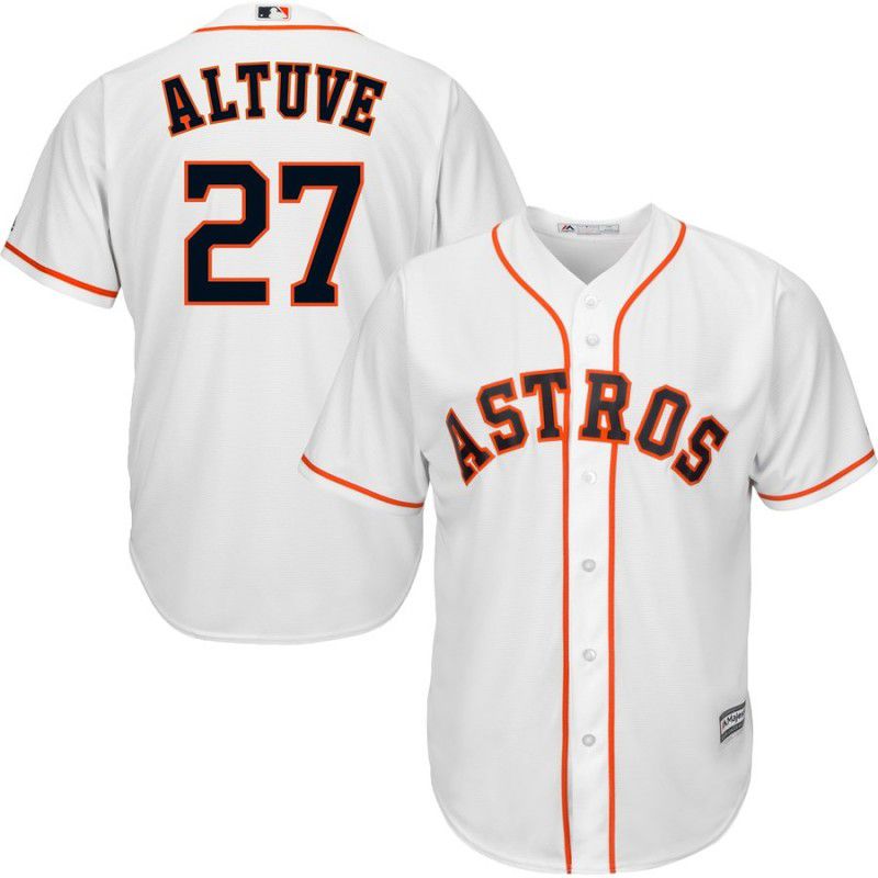 Men Houston Astros 27 Altuve White Game MLB Jersey